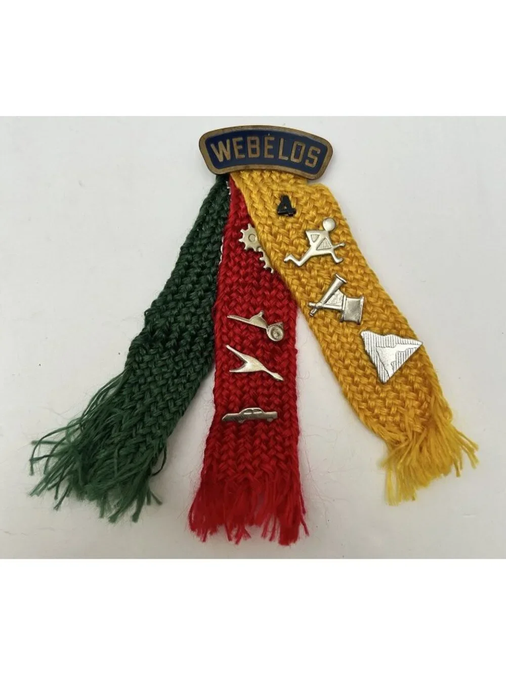 Vintage Webelos BSA Cub Scout Tricolor Ribbon 10 Activity Pins Collectible